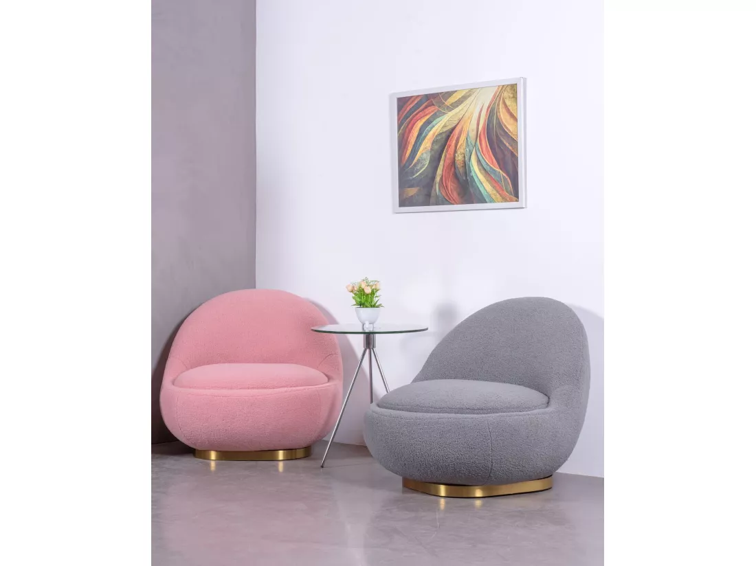 Fauteuil pivotant design garni de coton - Corsica - Gris