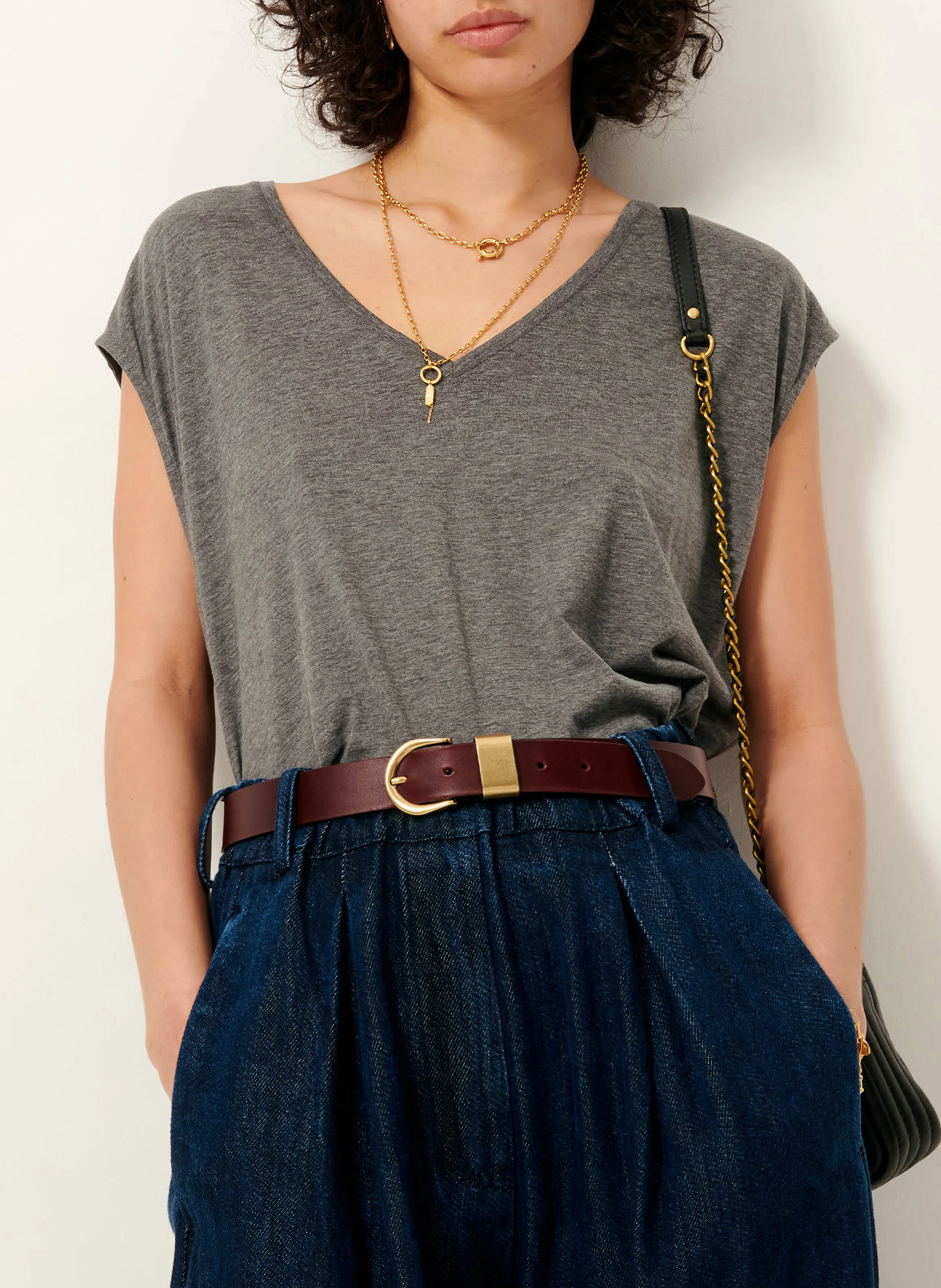 THE V - Tee-shirt col V ample | Gris