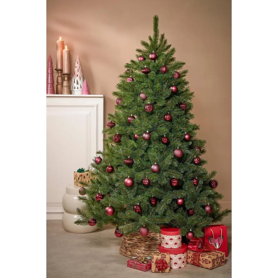 Mica Decorations Kerstballen Set - 60 Stuks - Donkerrood