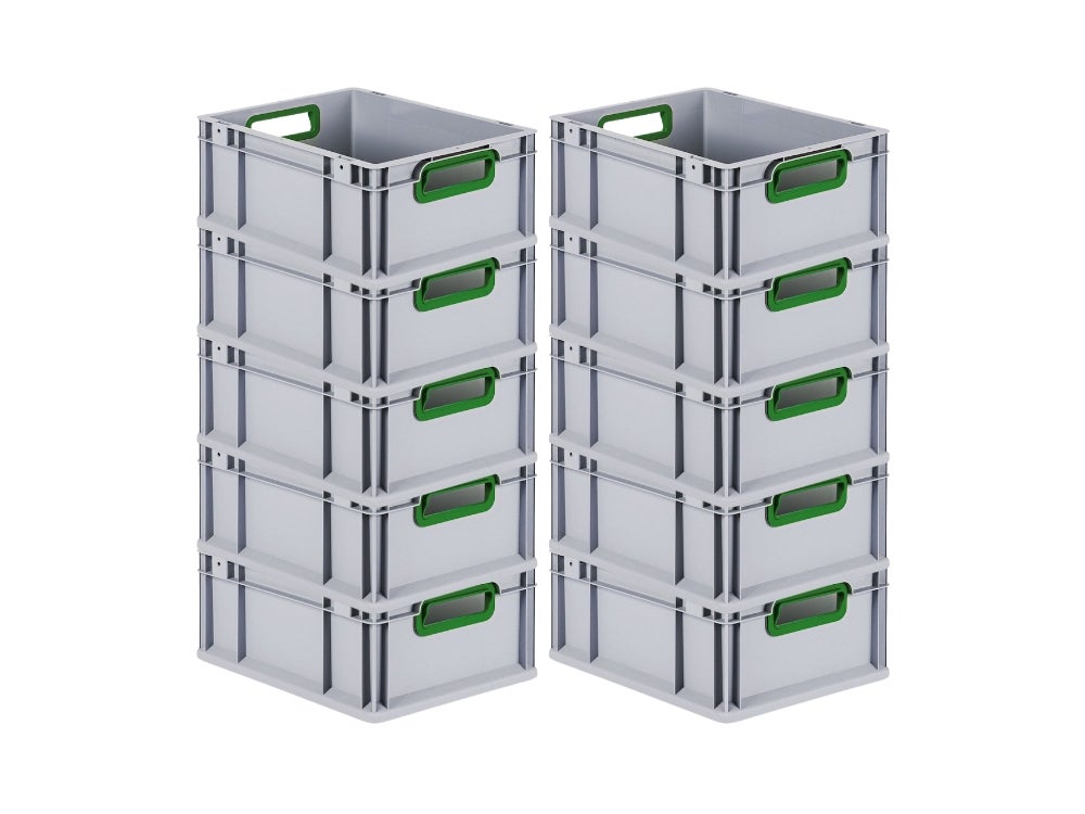 PROREGAL Eurobox Nextgen Kleur HxBxD 17 x 30 x 40 cm 16 liter Handgrepen Groen Open gladde bodem Euro container transportbox