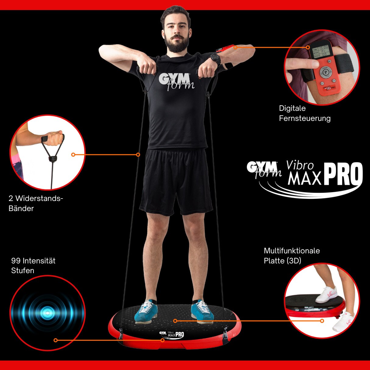 Gymform® Vibrationsplatte 3d Fitness Ganzkörper VibroMax Pro