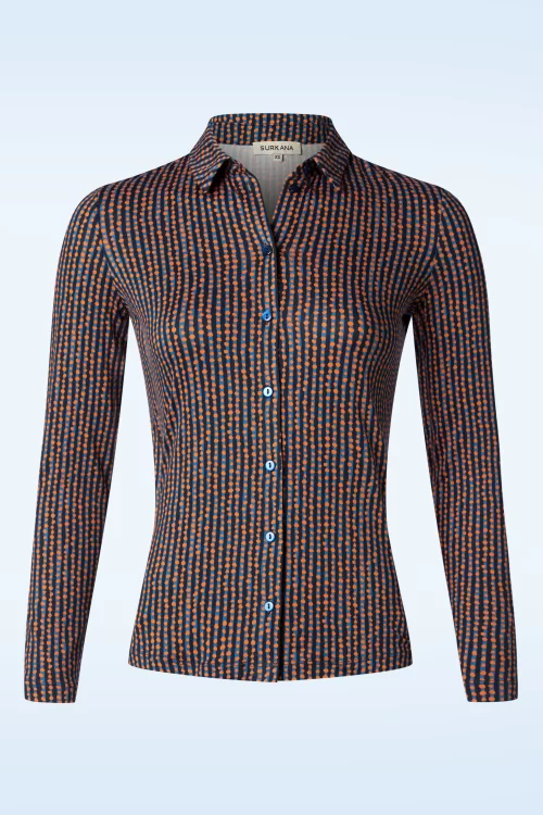 Surkana Sadie blouse in blauw en oranje