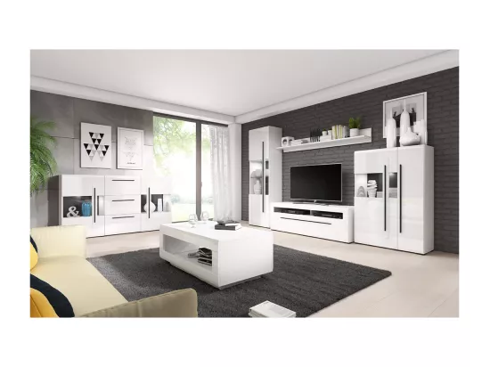 Vaisselier 2 portes avec LED Louis Blanc