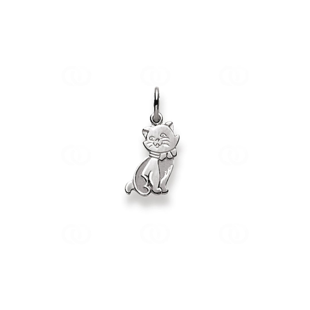 Anhänger 750/18 K Weissgold Katze