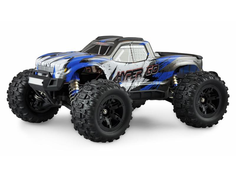 Amewi Monster Truck Hyper GO Brushed 4WD GPS, Blau 1:16, RT Off-Road RC Modellauto mit Allradantrieb und 40 km/h Höchstgeschwindigkeit