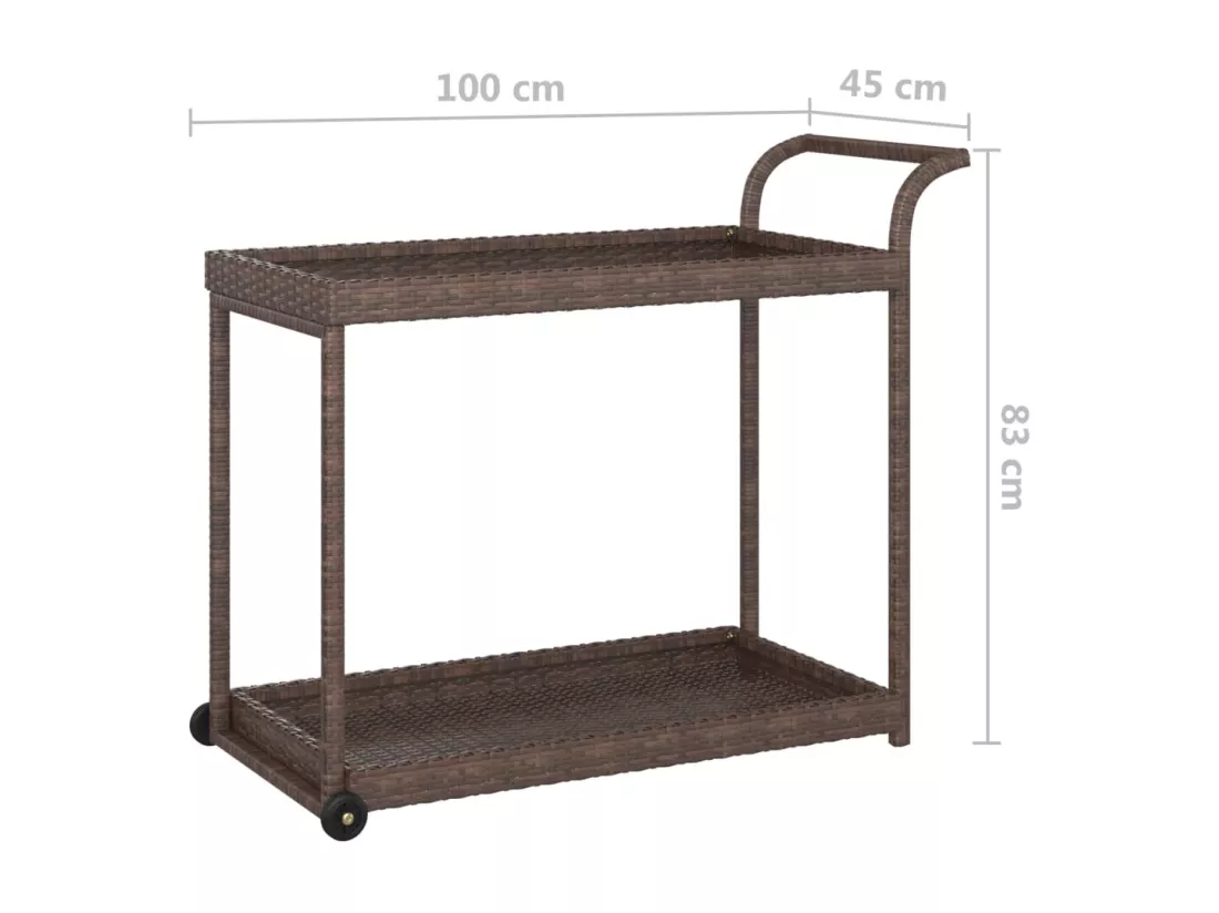Chariot de bar Marron 100x45x83 cm Résine tressée