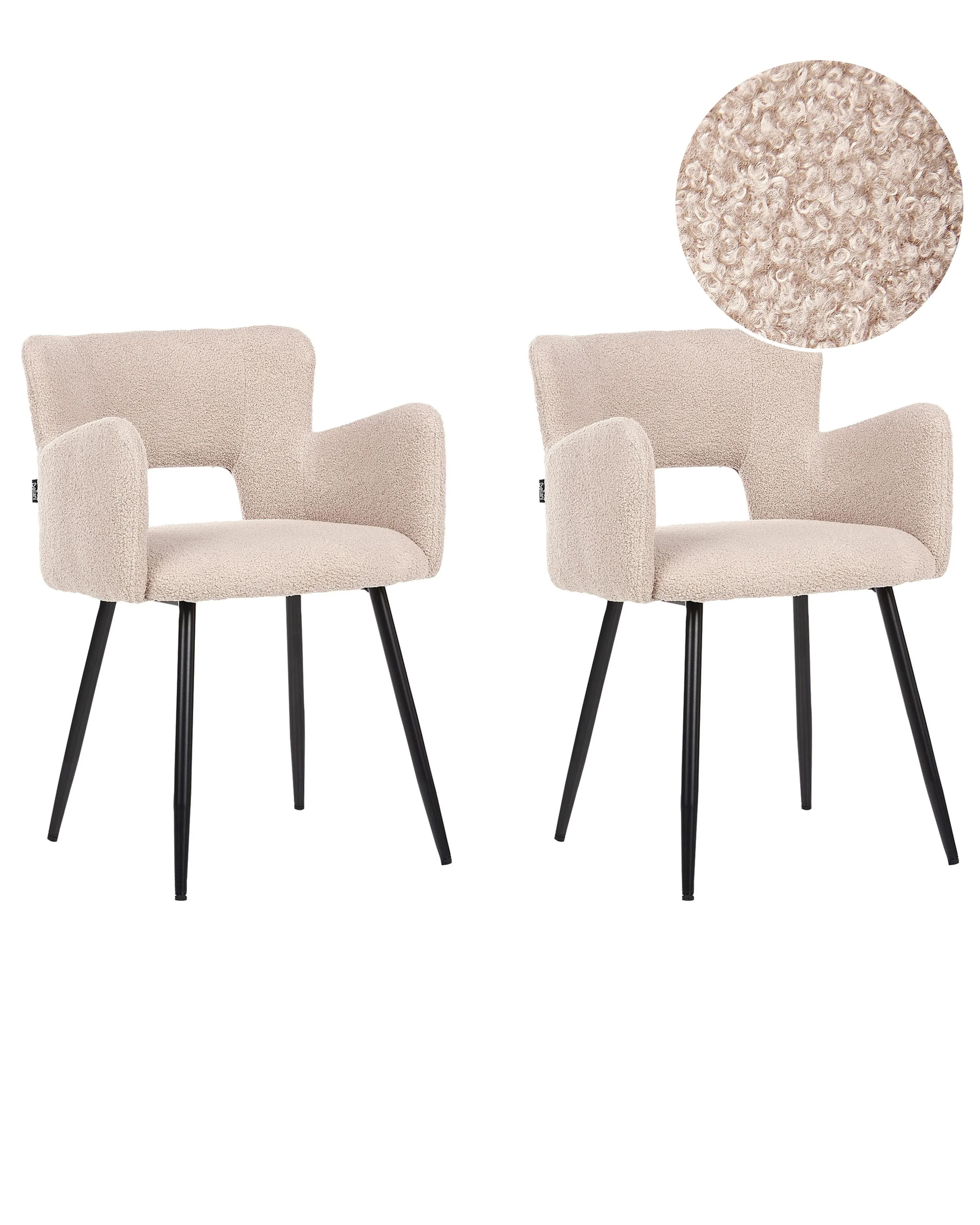 Set van 2 eetkamerstoelen SANILAC Bouclé Beige