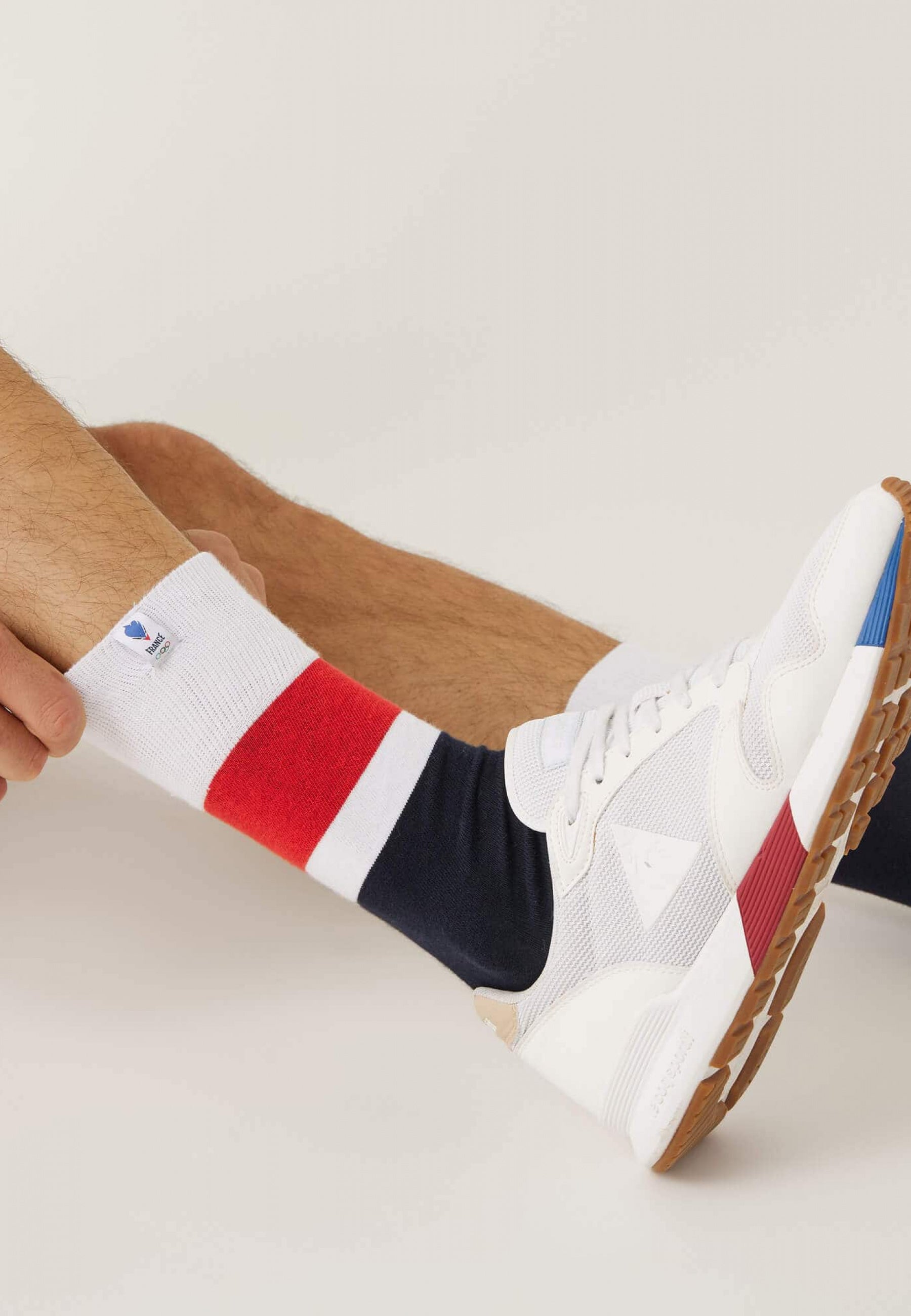 Trio de chaussettes mi-hautes en coton-Pack Trio Chaussettes Lucas Equipe de France Blanc Coq