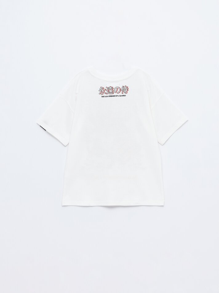 Camiseta com mangas estampadas - Branca