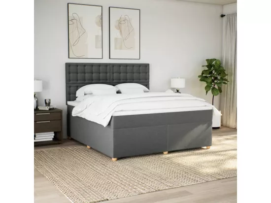 Sommier à lattes de lit avec matelas Gris foncé 180x200cm Tissu