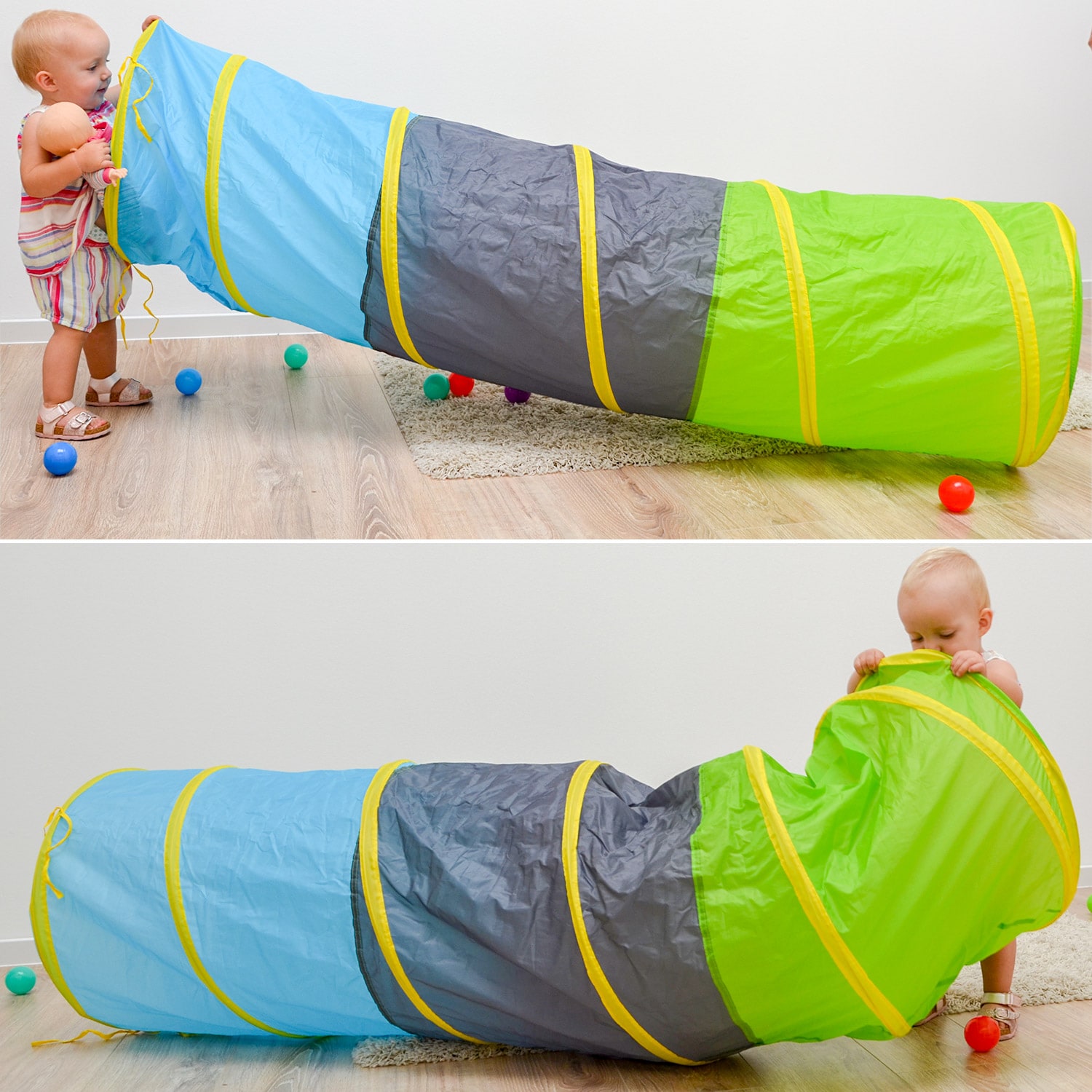 Spieltunnel 180x46cm Kriechtunnel Baby Krabbeltunnel Zelt Tunnel Bunt