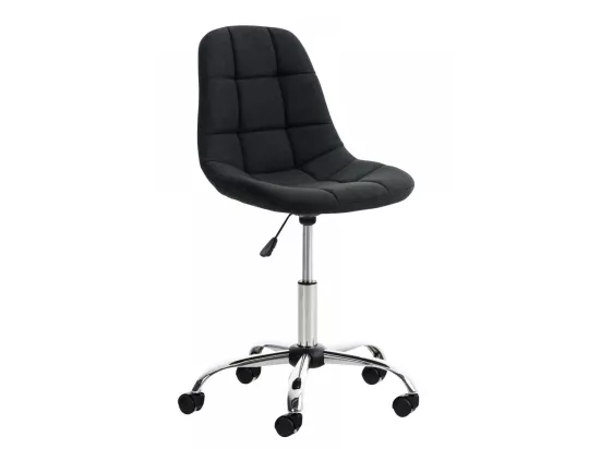 Chaise de bureau - Tissu & Métal chromé - Noir - Emil