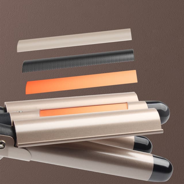 Triple Barrel Anti-Scald krøllejern med 2 temperaturtilstande Sort 20mm