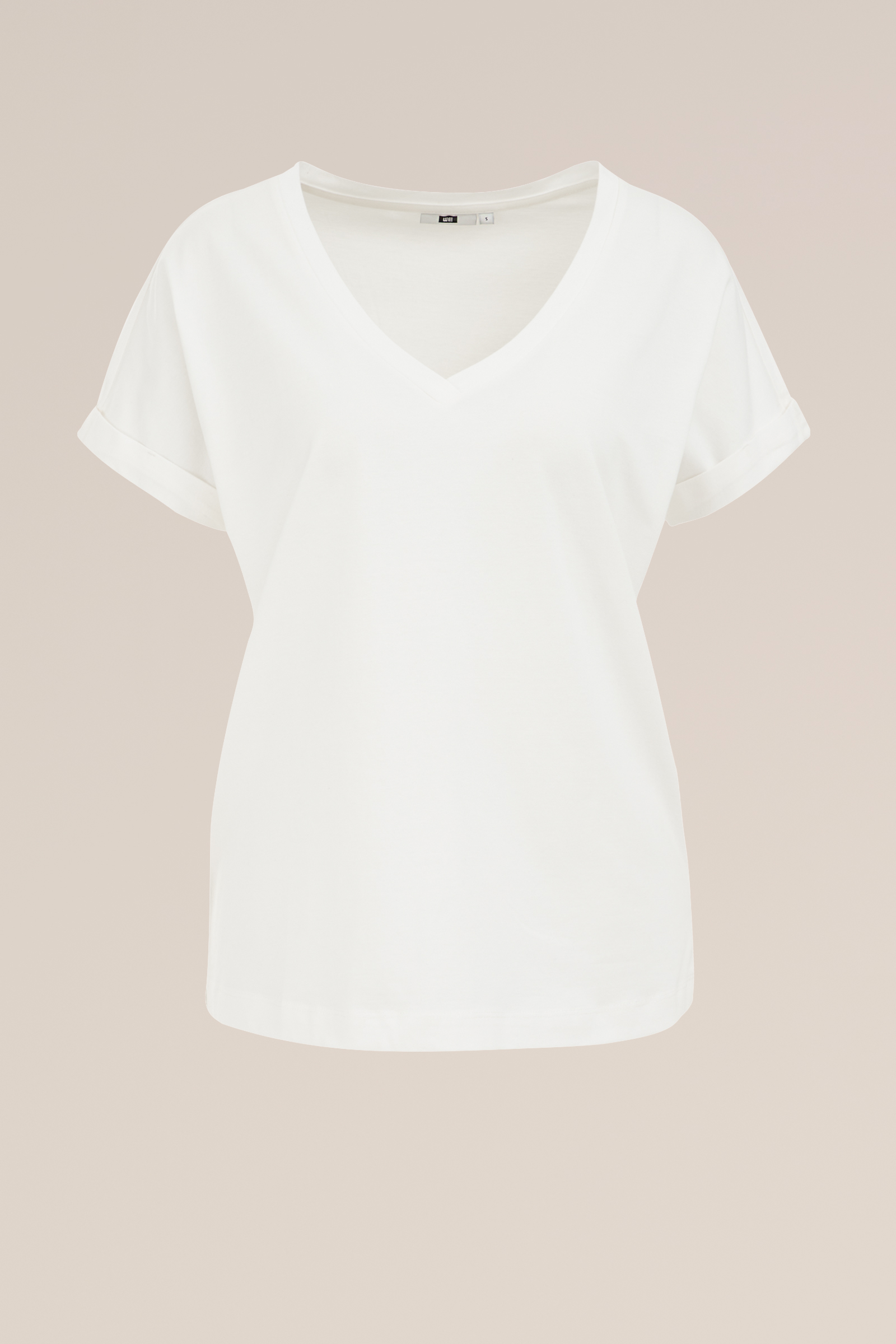T-shirt met V-hals WE Fashion Gebroken wit