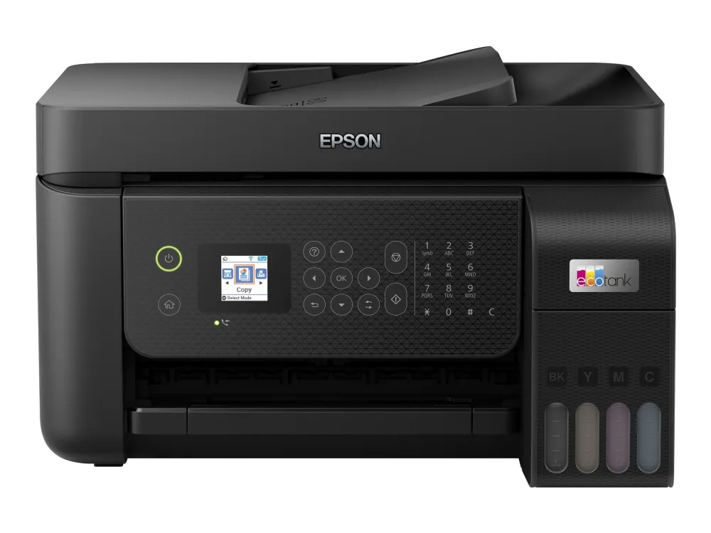 Epson EcoTank ET-4800 - Multifunktionsprinter - farve - blækprinter - kan genopfyldes - A4 (medie) - op til 10 spm (udskriver) - 100 ark - 33.6 Kbps - USB, LAN, Wi-Fi - sort