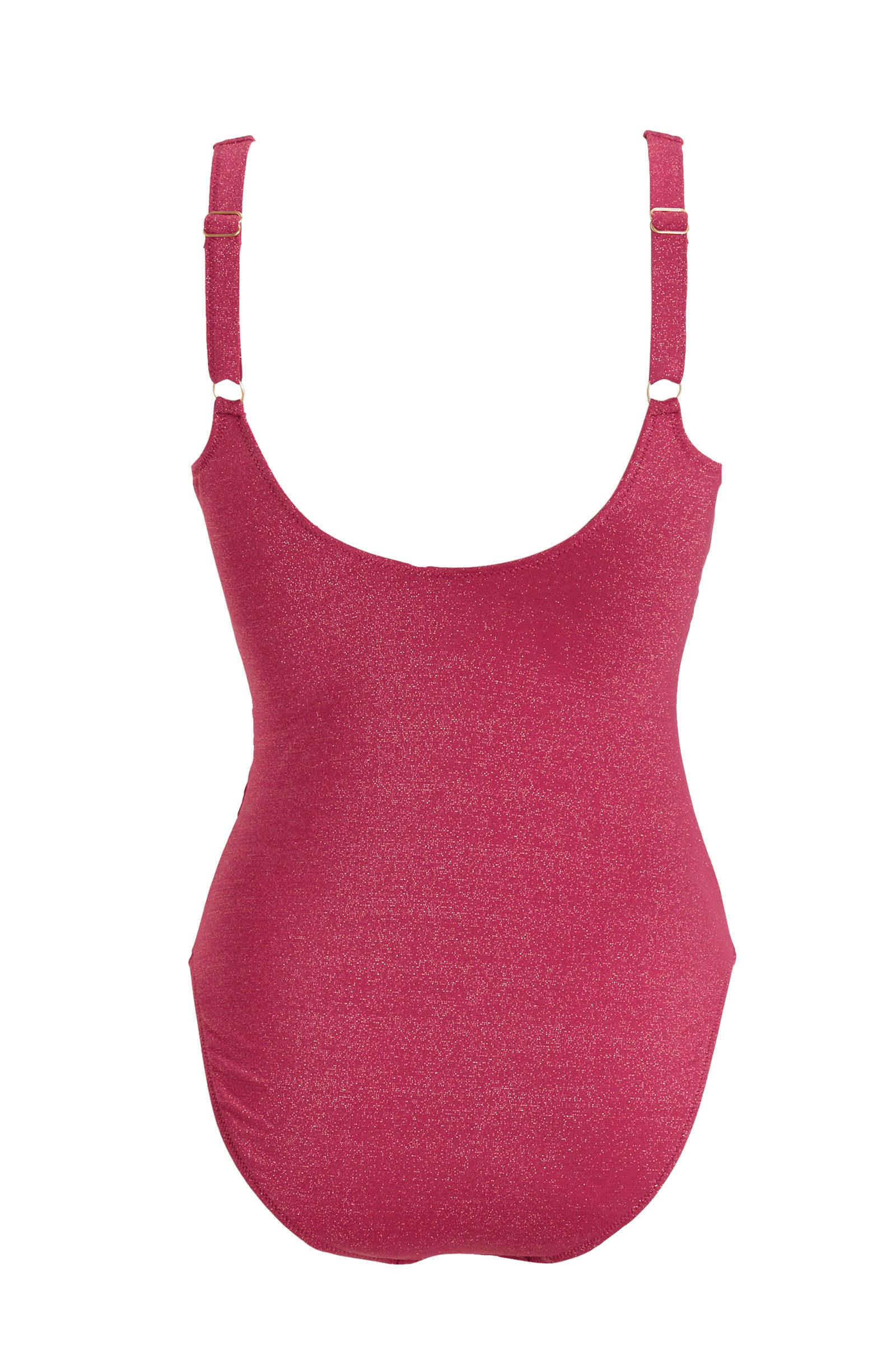 BEACHWAVE corrigerend badpak met overslag en lurex roze