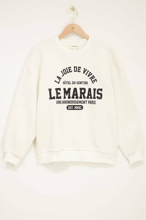 Witte sweater la joie de vivre