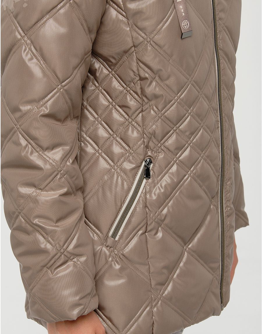 Doudoune beige capuche