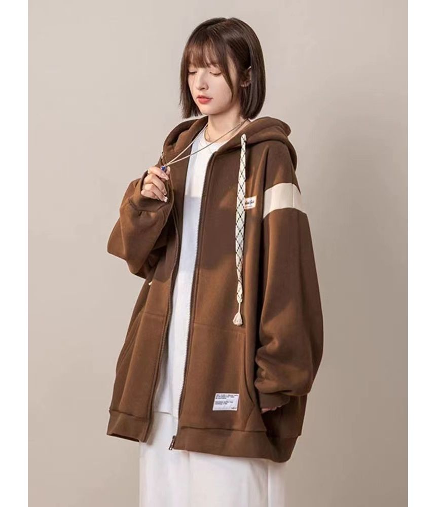 Dream Drop - Tweekleurige applicatie oversized hoodie met rits