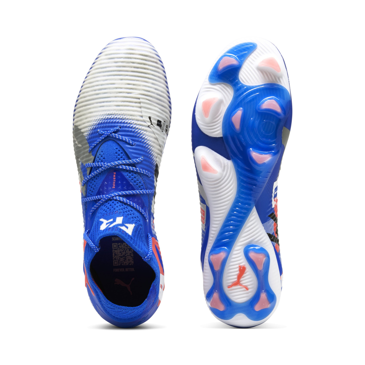 PUMA Future 8 Ultimate Forever Gras Voetbalschoenen (FG) Wit Blauw Oranje