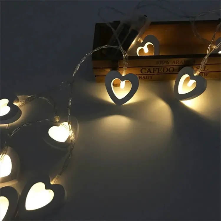 (1.2m) 10 LED's Romantische Holz Party Deko Lichterkette Herz Beleuchtung für Hochzeit / Valentinstag / Hochzeit (Batteriebetrieben) - Warmweiss