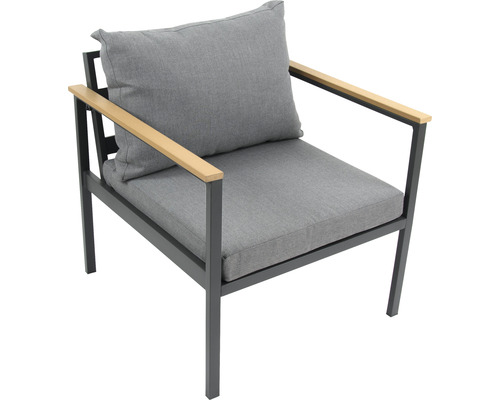 Tuinmeubelset loungeset Garden Place Lucy 4-zits bestaande uit: tweezitsbank, tafel, 2 fauteuils incl. kussens, aluminium, kunststof, hout