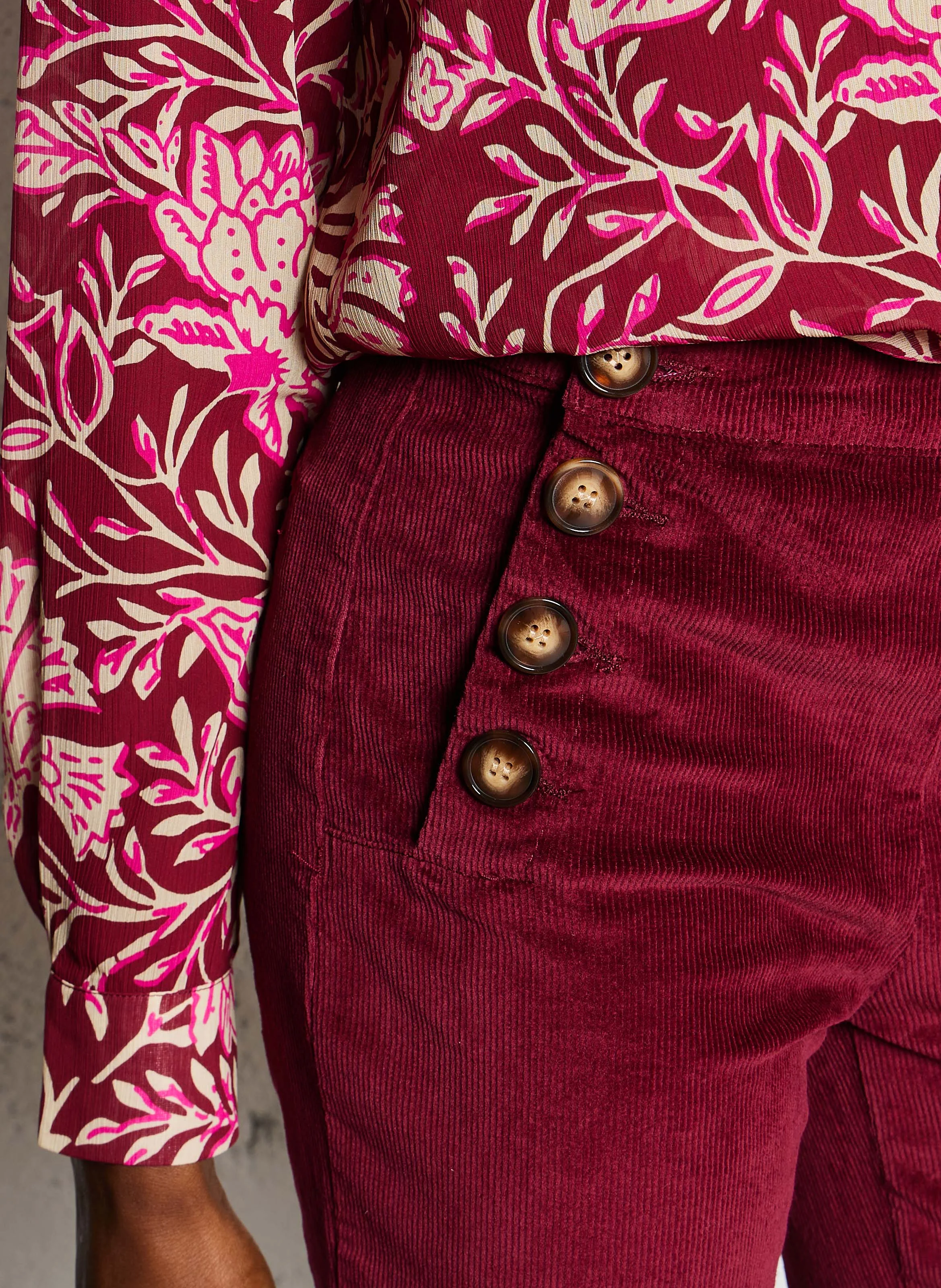PAULIE - Pantalon droit en velours côtelé | Rose