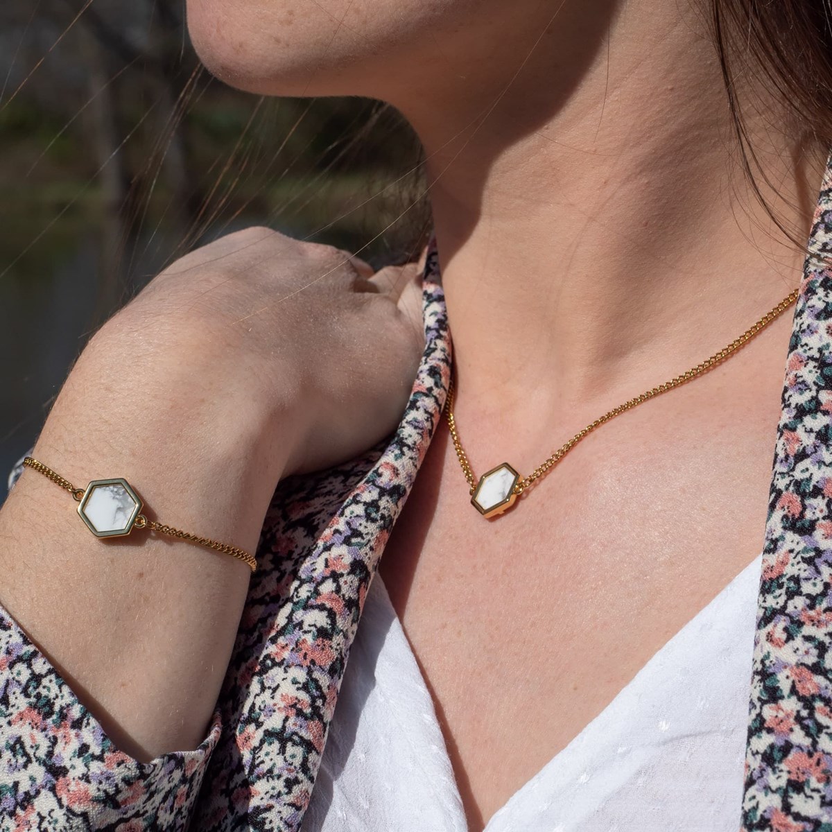 Bracelet Hexalia en pierres Howlite