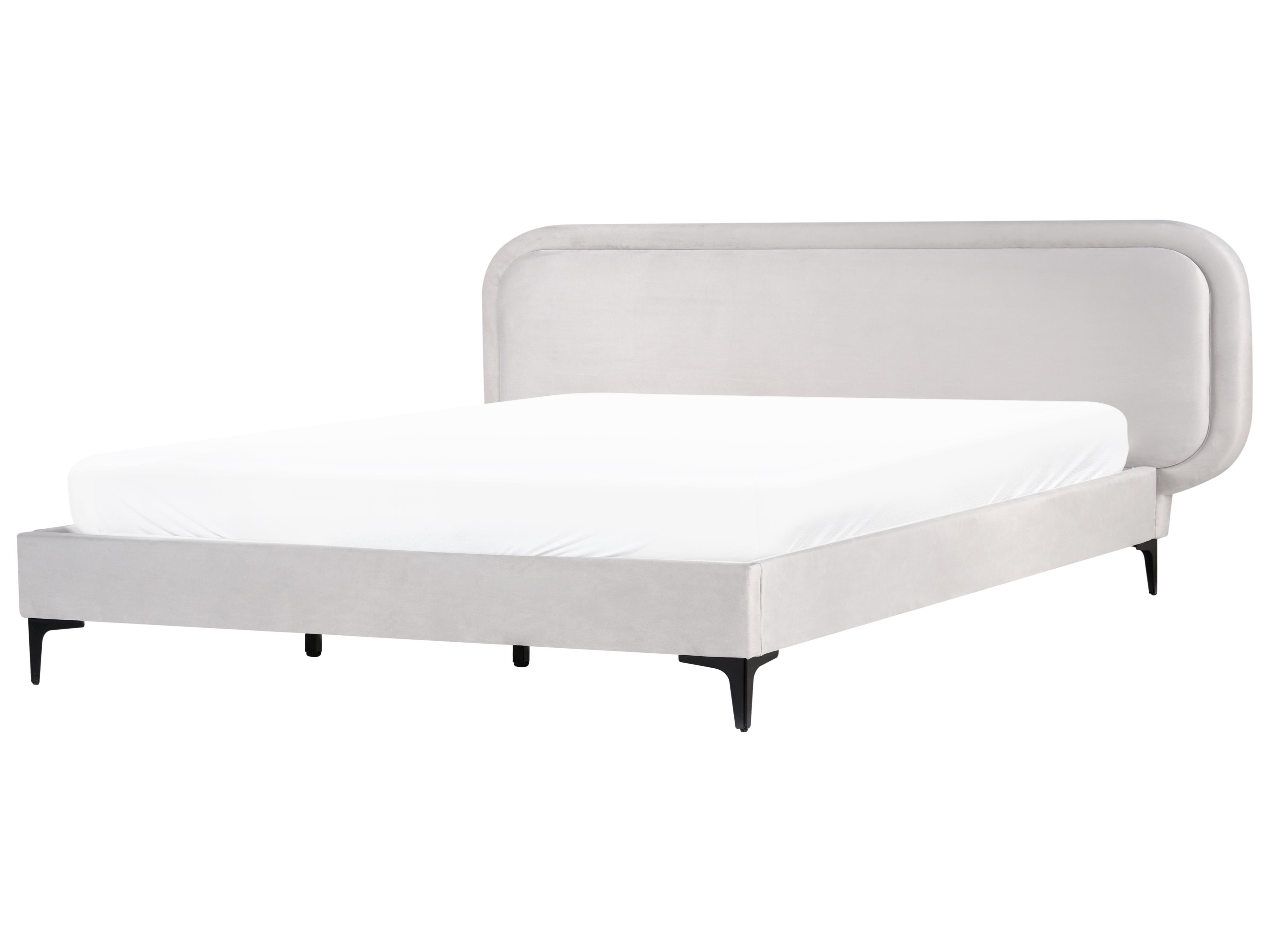 Bed Fluweel SUZETTE 180 x 200 cm Lichtgrijs