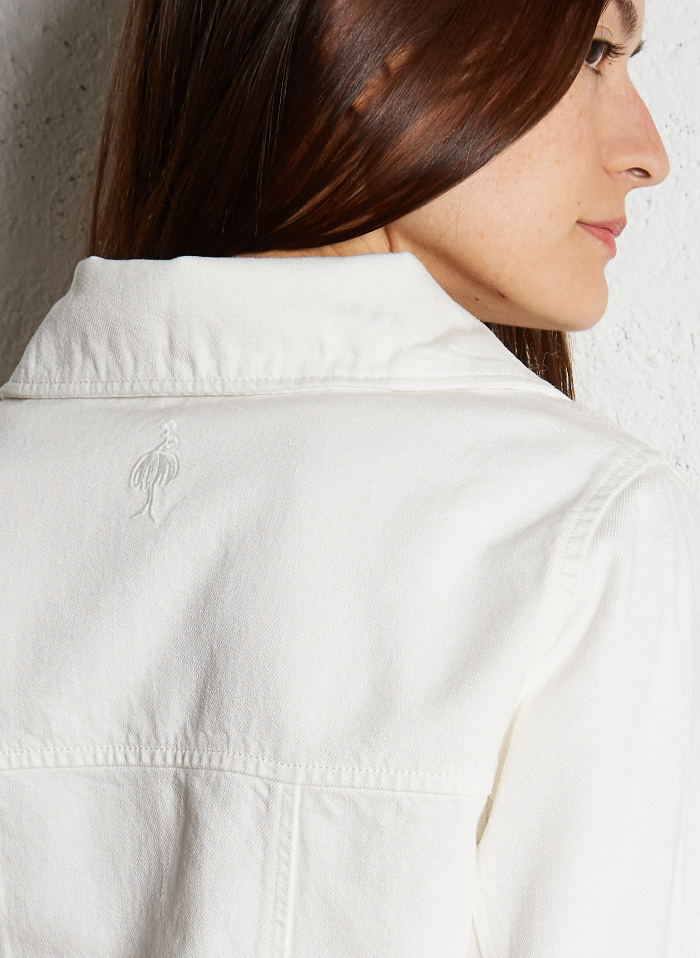 DESIGN - Veste en jean col classique | Blanc