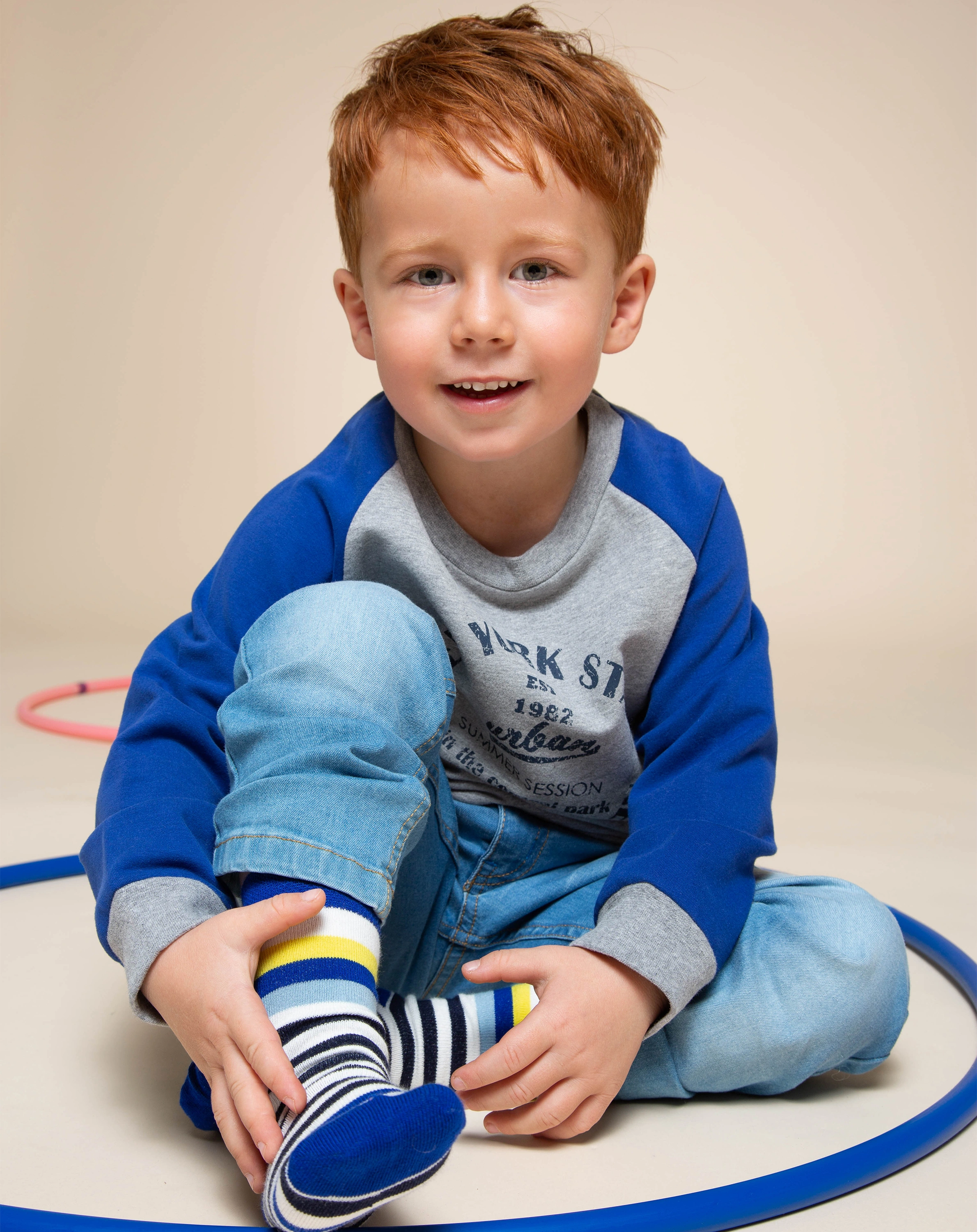 Socken HAI 3er-Pack in blau/gelb