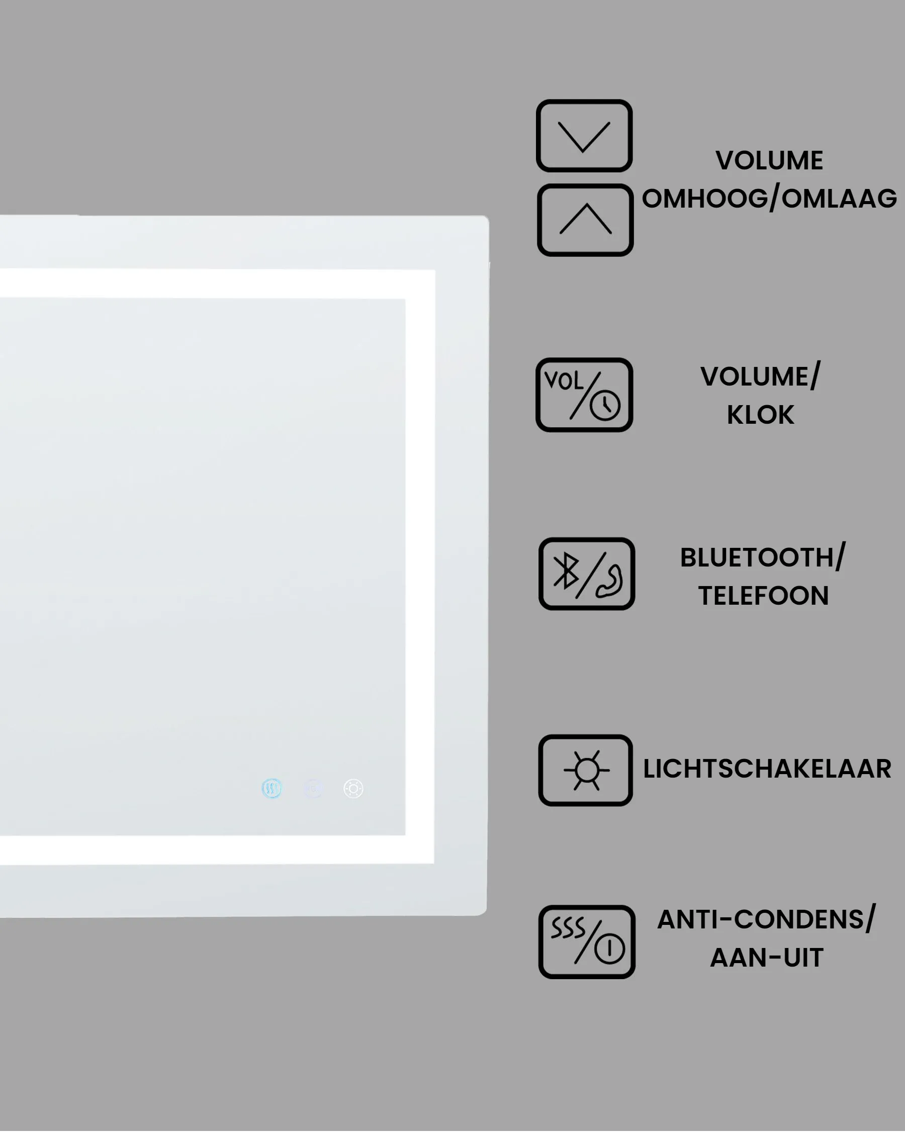 LED badkamerspiegel PRENOIS 80 cm 60 cm Zilver