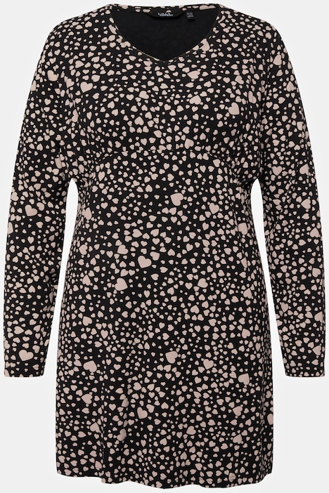 Shirt-Tunika, Zierfalten, V-Ausschnitt, Langarm