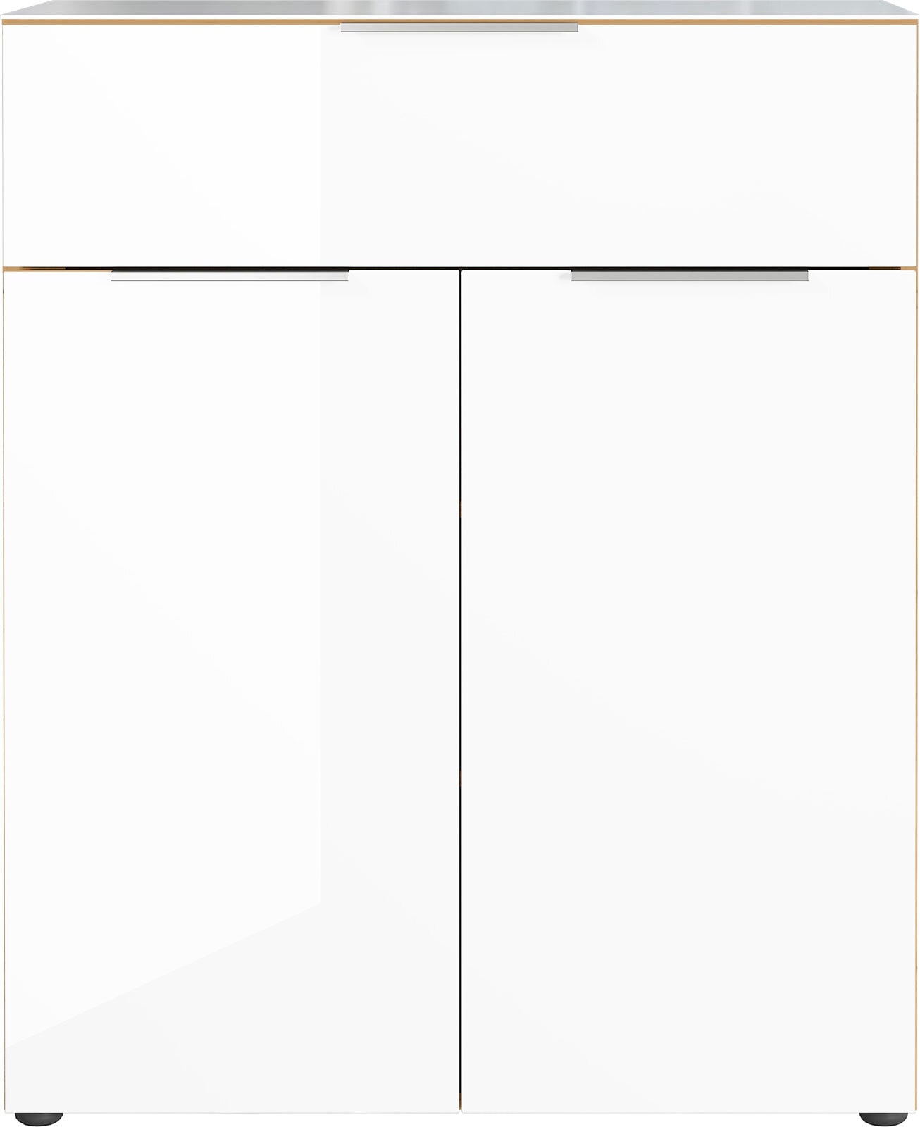 CASAVANTI Kommode OAKLAND 83 x 102 cm Glas Weiß/Navarra-Eiche-Dekor