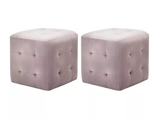 2 pcs Poufs Rose 30 x 30 x 30 cm Tissu velours