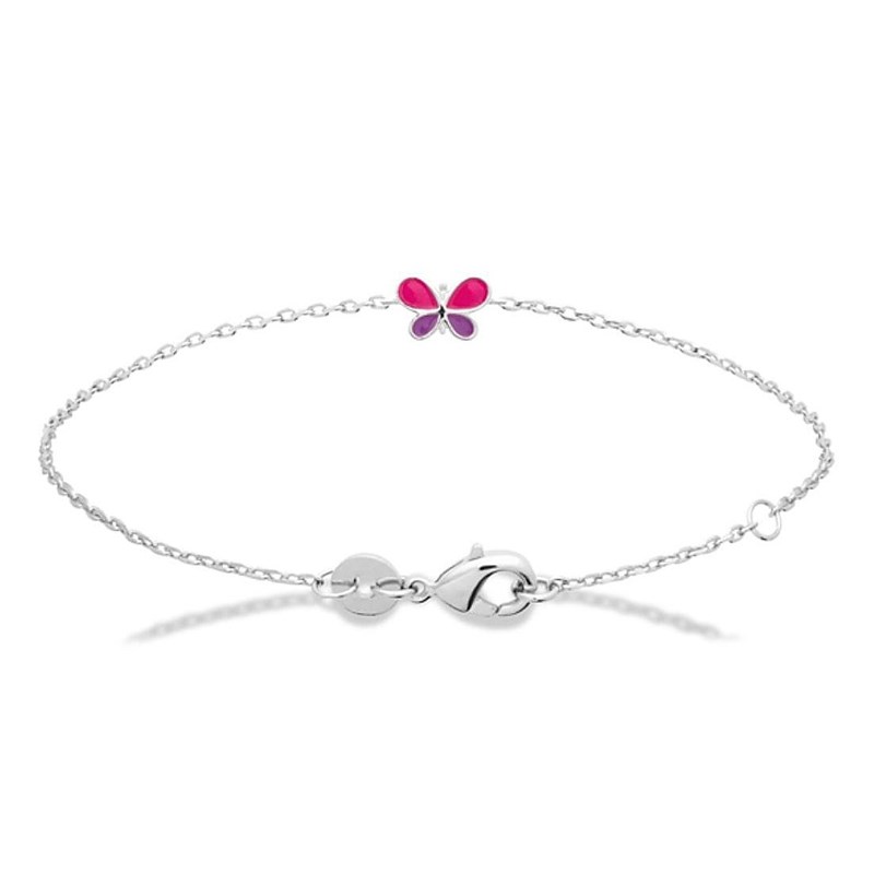Bracelet papillon émail coloré Argent 925 Rhodié