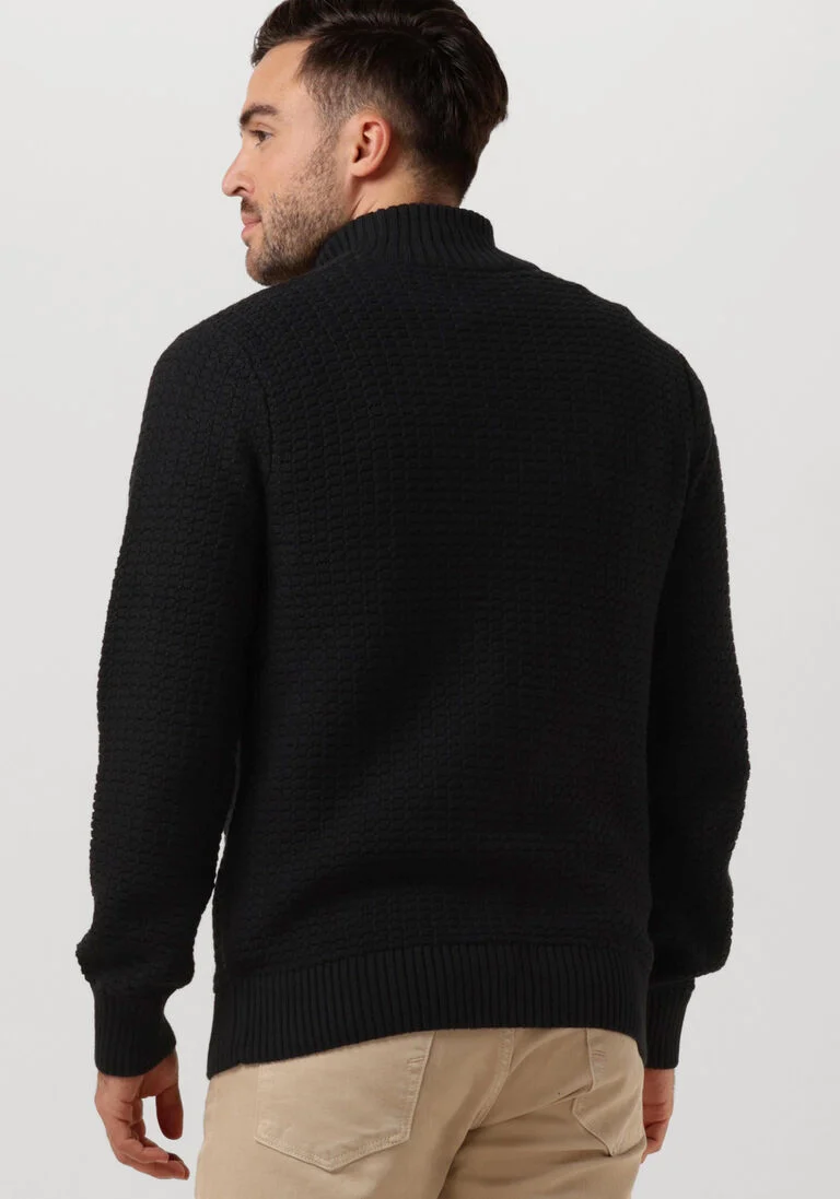 SELECTED HOMME zwarte selected homme trui slhthim ls knit structure half zip