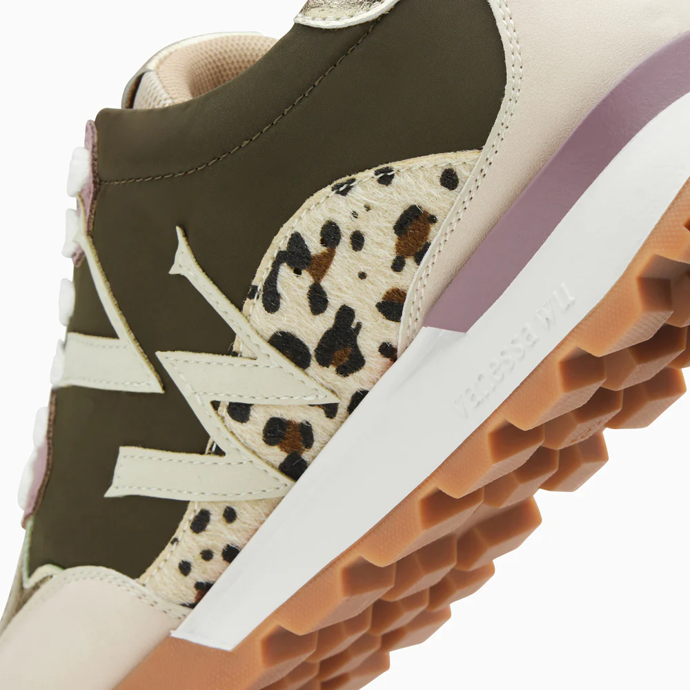 Sneakers-Baskets monogramme Caterina kaki à semelle running