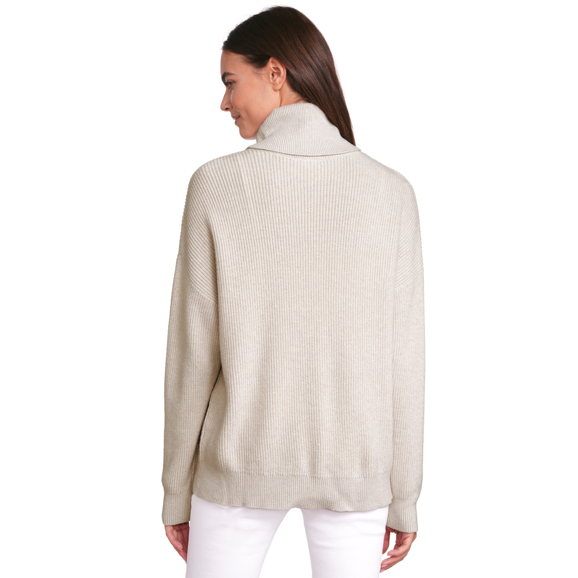 Gina Damen Strickpullover mit Rollkragen creme