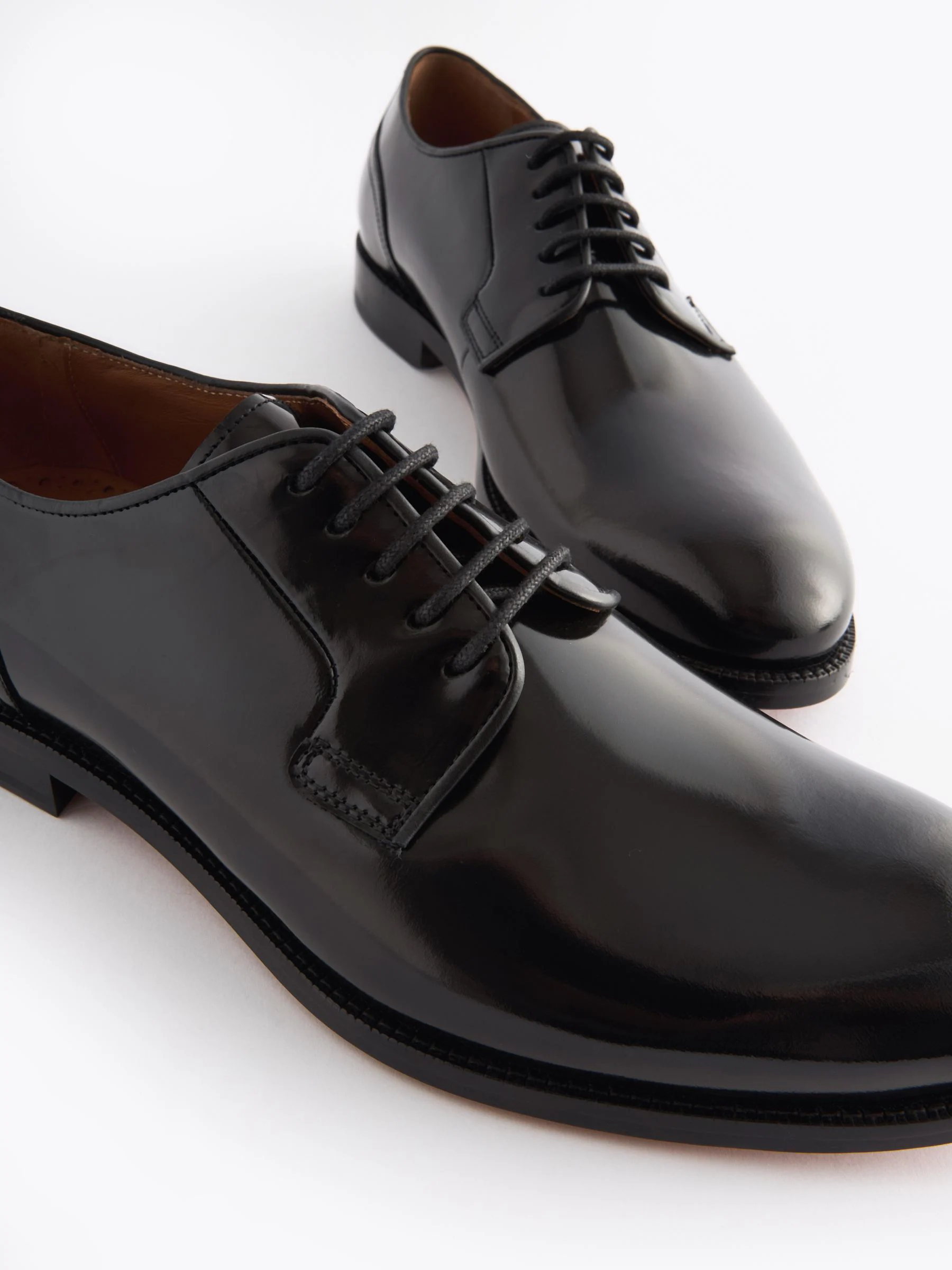Zwart - Wijde pasvorm - Signature - Derby-schoenen met leren zool