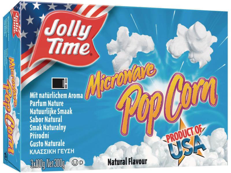 Jolly Time Pop Corn Nature Mikrowelle 300 g Knackiges Popcorn für die Mikrowelle