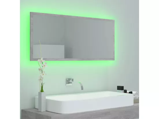 Miroir à LED de salle de bain Gris béton 100x8,5x37cm Acrylique
