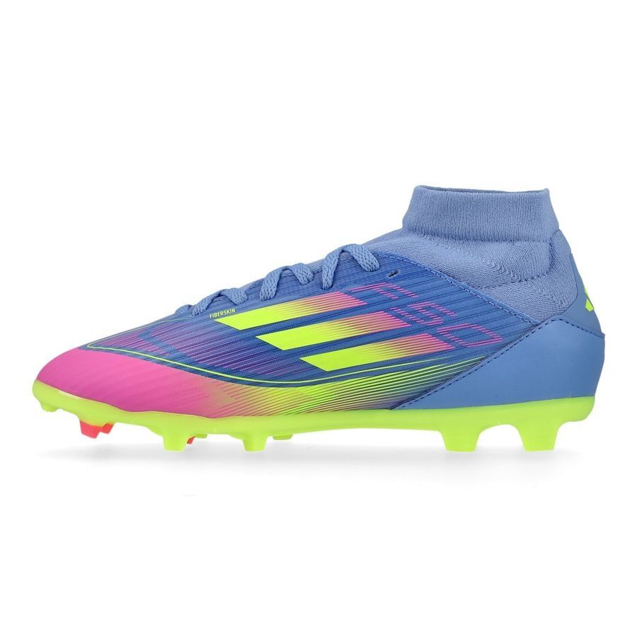adidas F50 League Mid FG/AG Celestial Victory - Blue Fusion/Lucid Lemon/Lucid Pink Enfant