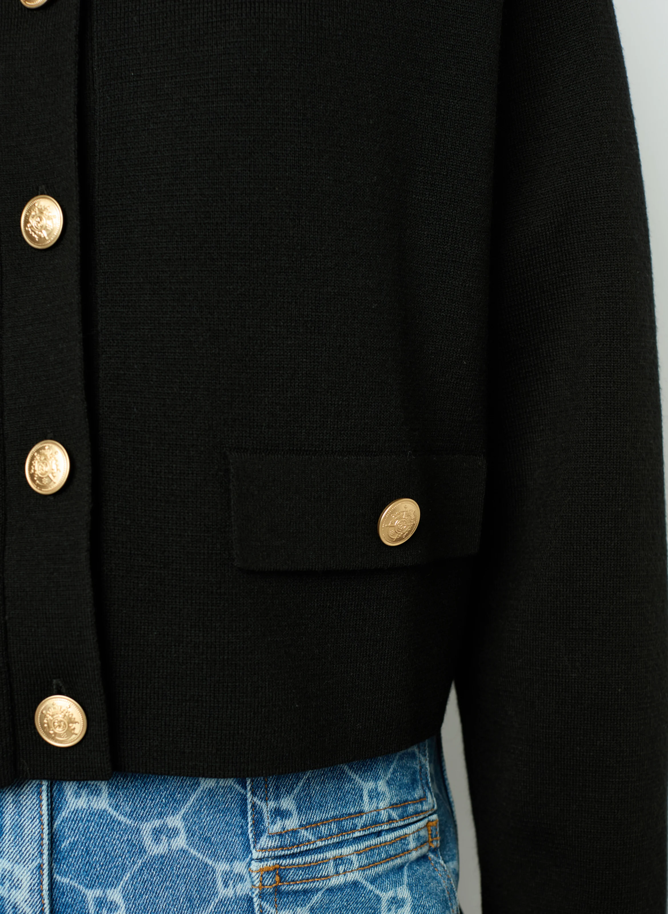 JULIE - Gilet col polo en laine mélangée | Noir