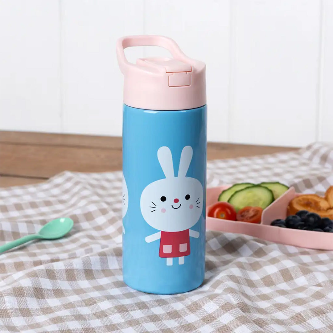 Rex london rvs drinkfles met rietje - lottie and friends - 500 ml