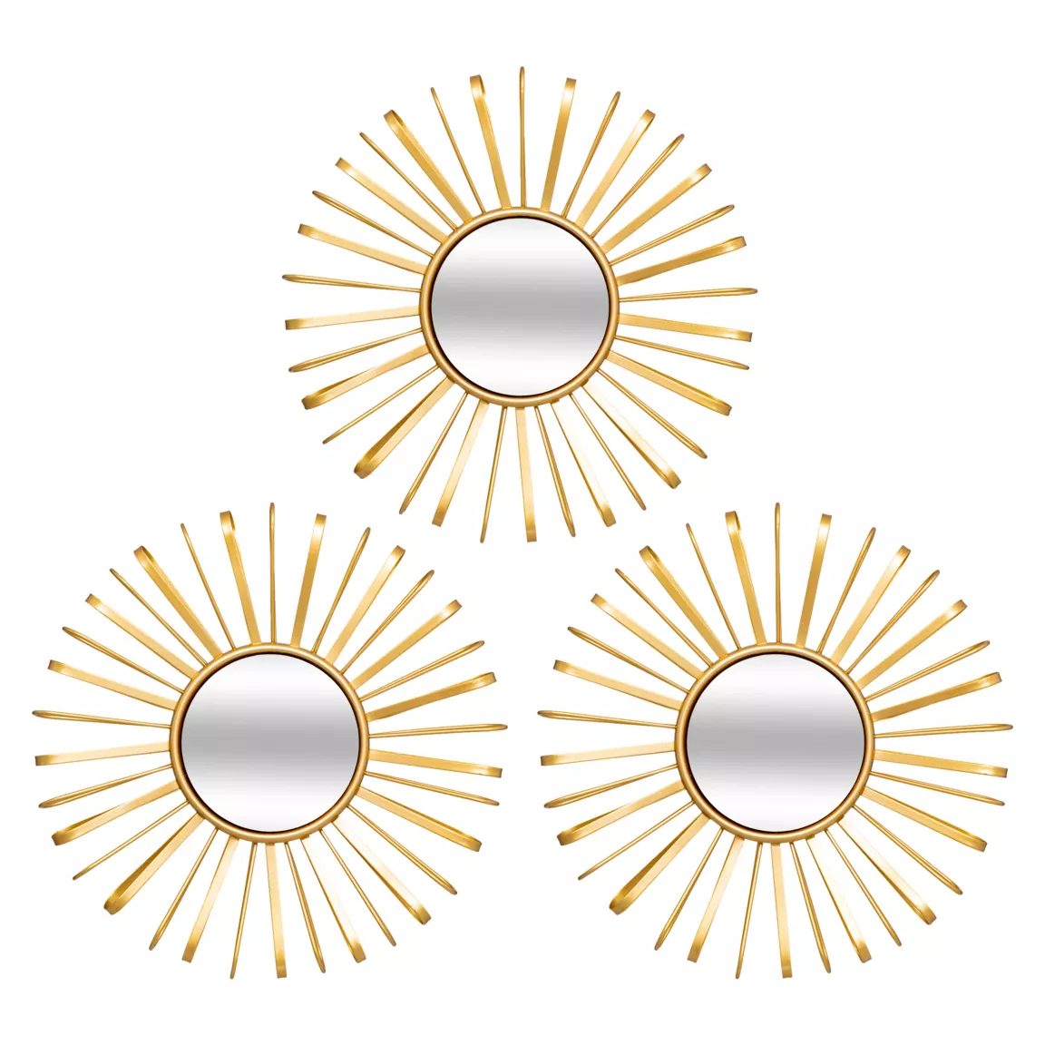 Lot de 3 miroirs muraux métal (D 24 cm) Warren Or