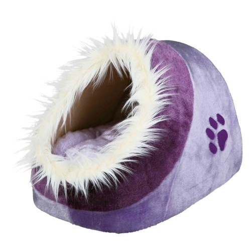 Cama em forma de caverna roxa Trixie Minow para cães