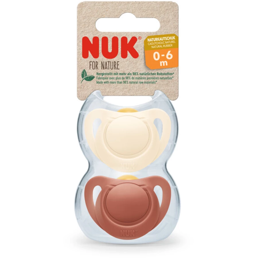 NUK Schnuller For Nature Latex 0-6 Monate rot  creme 2er-Pack