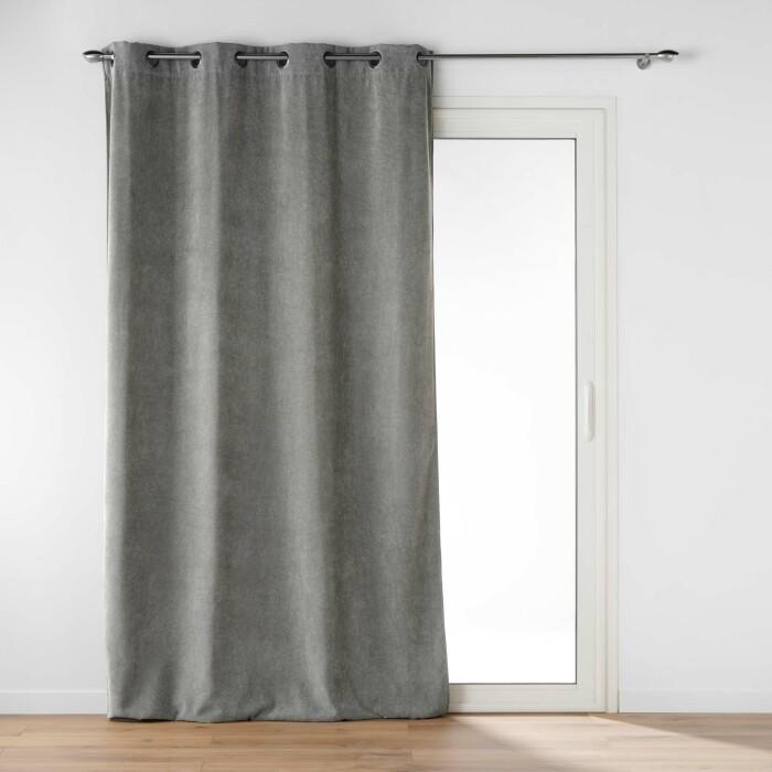 RIDEAU OEILLETS 135X260CM VELOURS UNI NOVANA ANTHRACITE