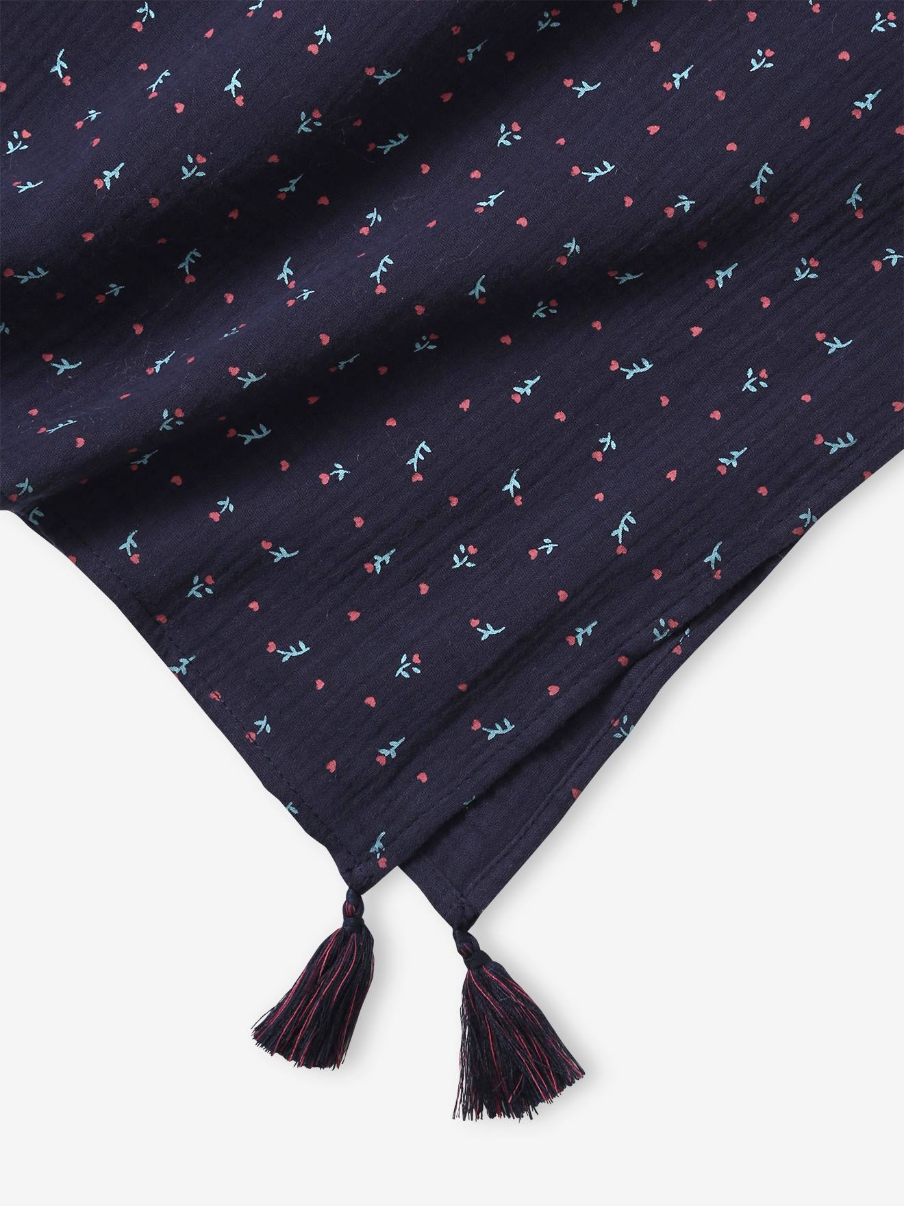 Lenço com estampa floral, estampa azul vibrante para menina